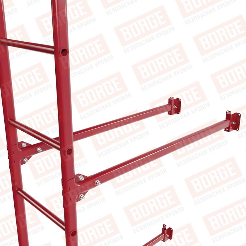 Комплект лестница фасадная BORGE (нижняя секция), 2,7м, рубиново-красный (RAL 3003)