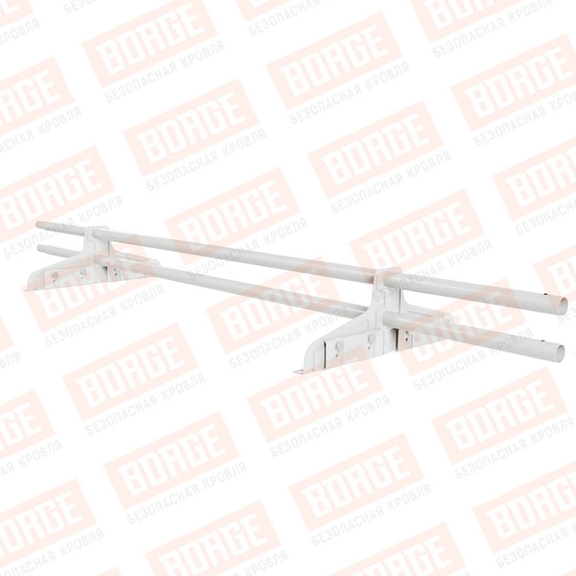 Снегозадержатель трубчатый Русский Рубеж D-25мм, 1,5м, 2 опоры, для фальц. кров., сигнально-белый (RAL 9003)