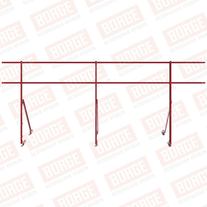 Ограждение кровельное Русский Рубеж H-120см, 3м, для фальцевой кровли, рубиново-красный (RAL 3003)