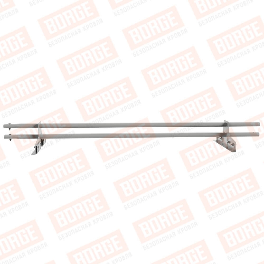 Снегозадержатель трубчатый Русский Рубеж 25х45мм, 1,5м, 2 опоры, для фальц. кров., бело-алюминиевый (RAL 9006)