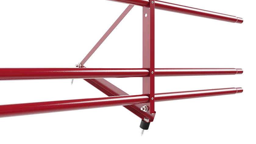 Ограждение кровельное NewLine H-60см, 3м, рубиново-красный (RAL 3003), с двумя доп. трубами