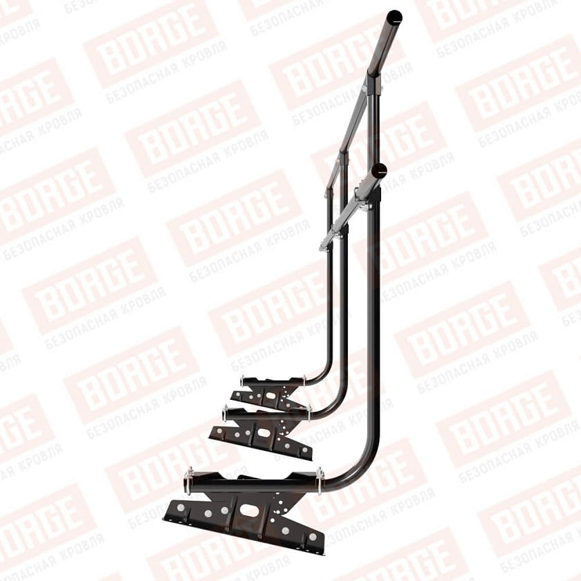 Ограждение кровельное BORGE H-120см, 3м, для фальцевой кровли, чёрный (RAL 9005 matt)