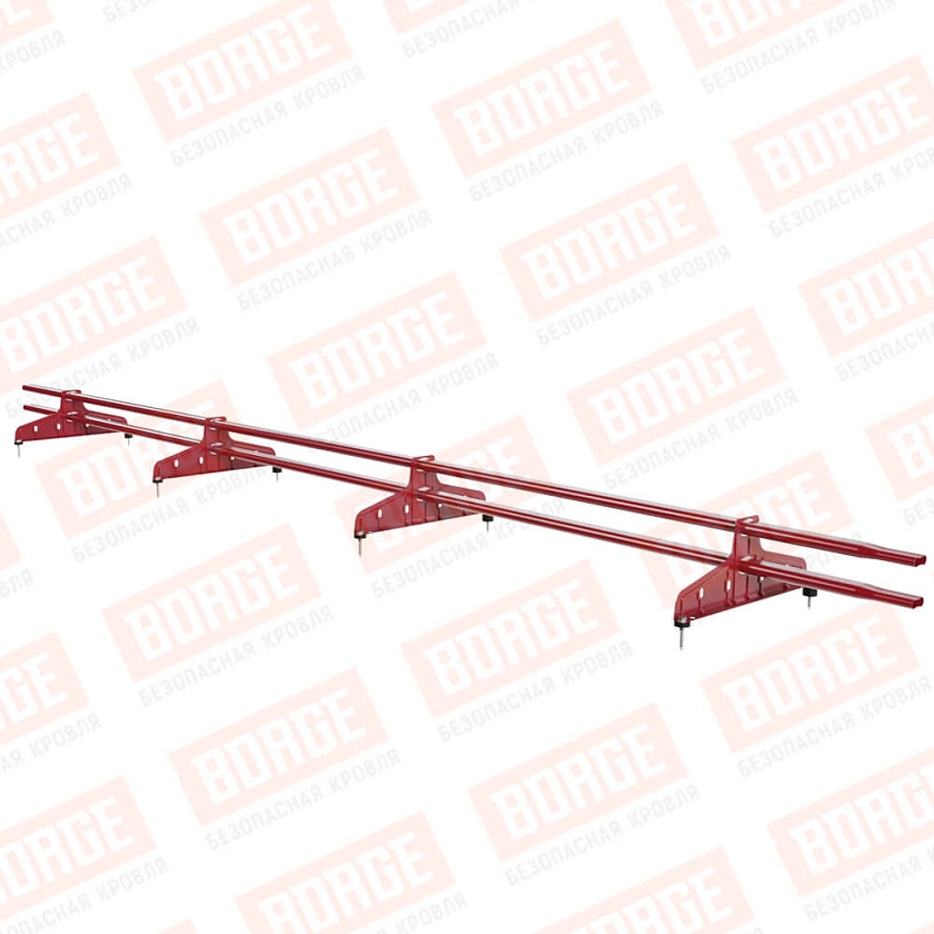 Снегозадержатель трубчатый Русский Рубеж 20х40мм, 3м, 4 опоры, рубиново-красный (RAL 3003)