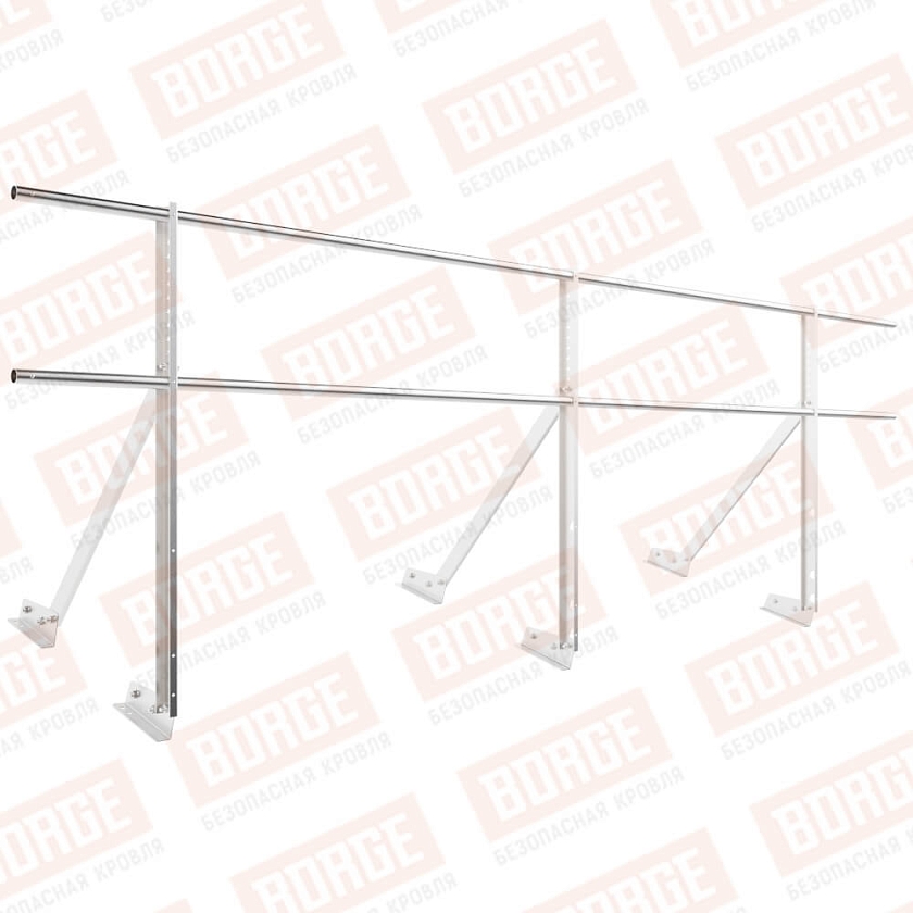 Ограждение кровельное Русский Рубеж H-90см, 3м, для фальцевой кровли, цинк