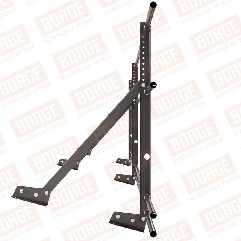 Ограждение кровельное Русский Рубеж H-90см, 3м, для фальцевой кровли, серо-коричневый (RR 32), с двумя доп. трубами