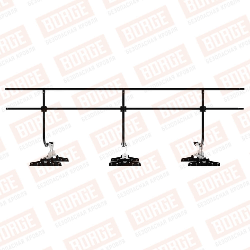 Ограждение кровельное BORGE H-90см, 3м, для параллельного фальца, чёрный (RAL 9005)