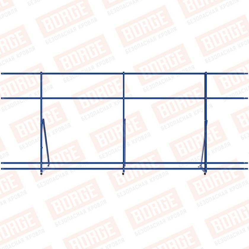 Ограждение кровельное Русский Рубеж H-120см, 3м, сигнально-синий (RAL 5005), с двумя доп. трубами