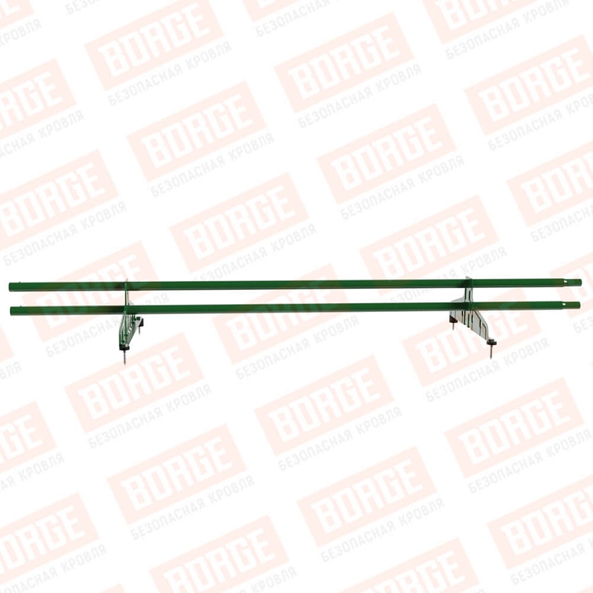 Снегозадержатель трубчатый Русский Рубеж D-25мм, 1,5м, 2 опоры, лиственно-зеленый (RAL 6002)