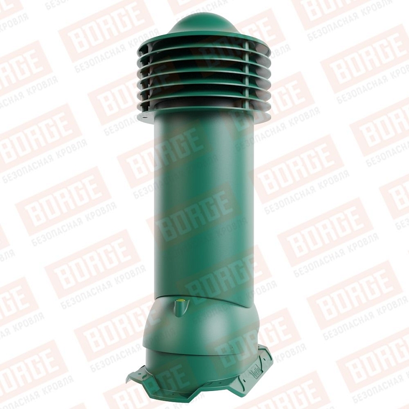 Труба вентиляционная Viotto, для профнастила С20, d-125мм, утепленная, зеленый мох (RAL 6005)