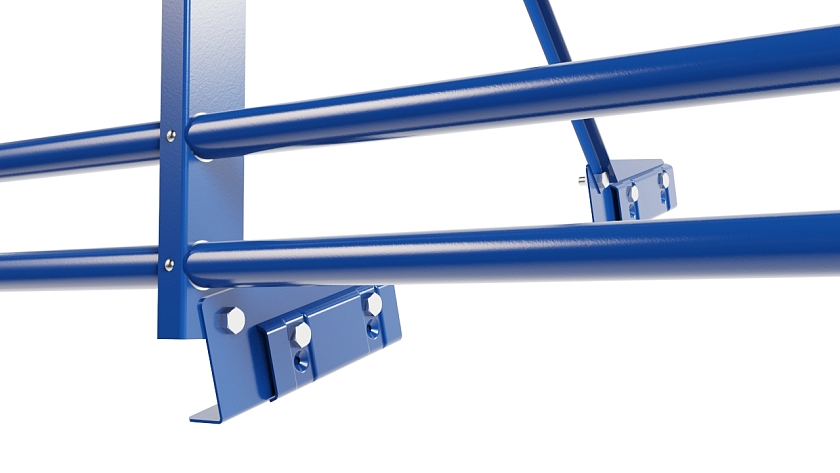 Ограждение кровельное NewLine H-90см, 3м, для фальц. кров., сигнально-синий (RAL 5005), с двумя доп. трубами