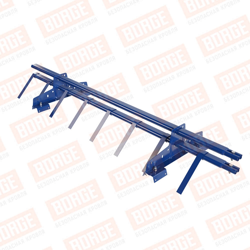 Снегозадержатель трубчатый BORGE 1,5м, 2 опоры, для профнастила Н-60, Н-75, сигнально-синий (RAL 5005)