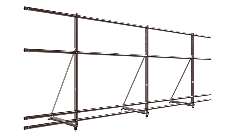 Ограждение кровельное NewLine H-90см, 3м, коричневый шоколад (RAL 8017), с двумя доп. трубами