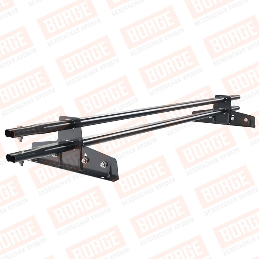 Снегозадержатель трубчатый Русский Рубеж 25х45мм, 1,5м, 2 опоры, для фальц. кров., антрацитово-серый (RAL 7016)