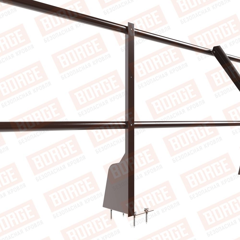 Ограждение плоских кровель Русский Рубеж Н-60, 3м, верхнее крепление, коричневый шоколад (RAL 8017)