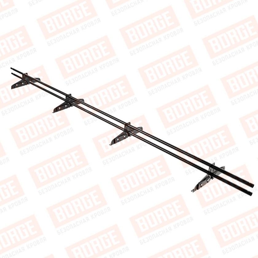 Снегозадержатель трубчатый Русский Рубеж D-25мм, 3м, 4 опоры, для фальц. кровли, чёрный (RAL 9005)