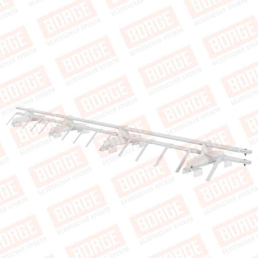 Снегозадержатель трубчатый BORGE 3м, 4 опоры, для профнастила Н-114, сигнально-белый (RAL 9003)