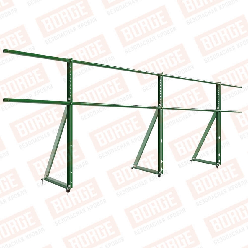 Ограждение кровельное Русский Рубеж H-90см, 3м, лиственно-зеленый (RAL 6002)