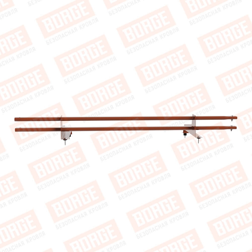 Снегозадержатель трубчатый Русский Рубеж 1,5м, 2 опоры, для МЧ с выс. ступ., терракотовый (RAL 8004), 350мм