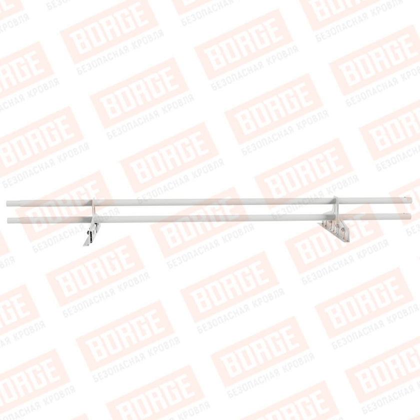 Снегозадержатель трубчатый Русский Рубеж D-25мм, 1,5м, 2 опоры, для фальц. кров., сигнально-белый (RAL 9003)