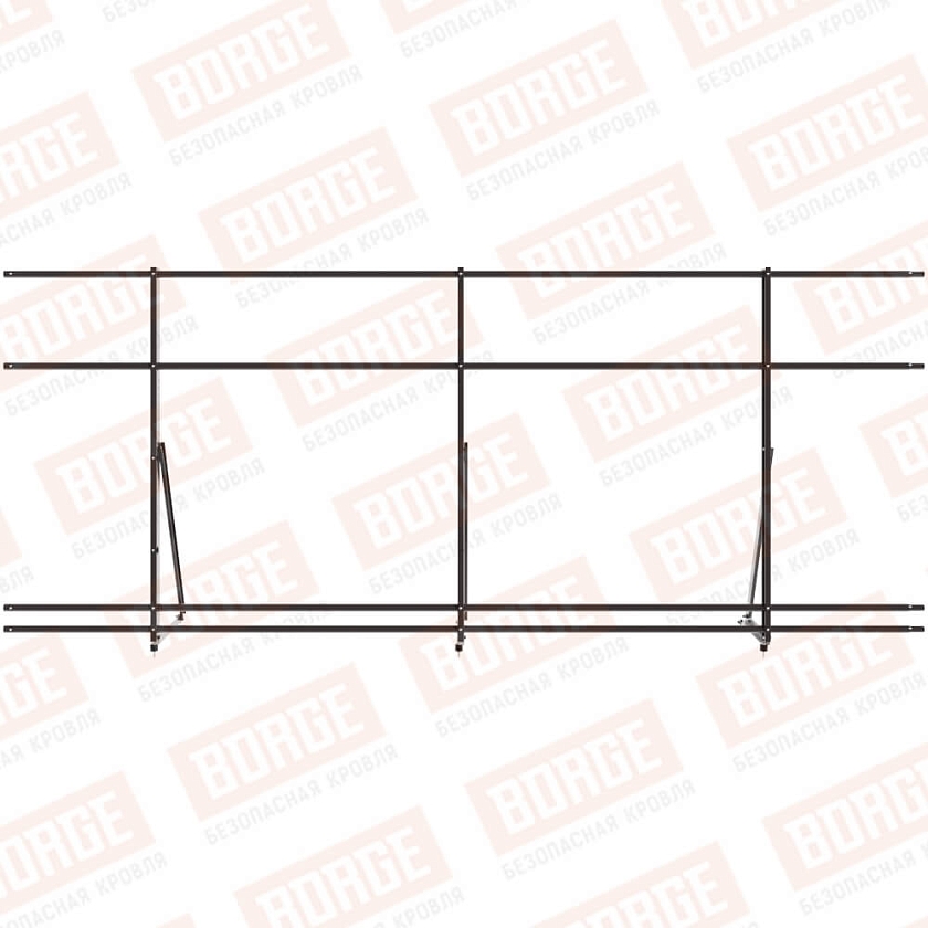 Ограждение кровельное Русский Рубеж H-120см, 3м, серо-коричневый (RR 32), с двумя доп. трубами