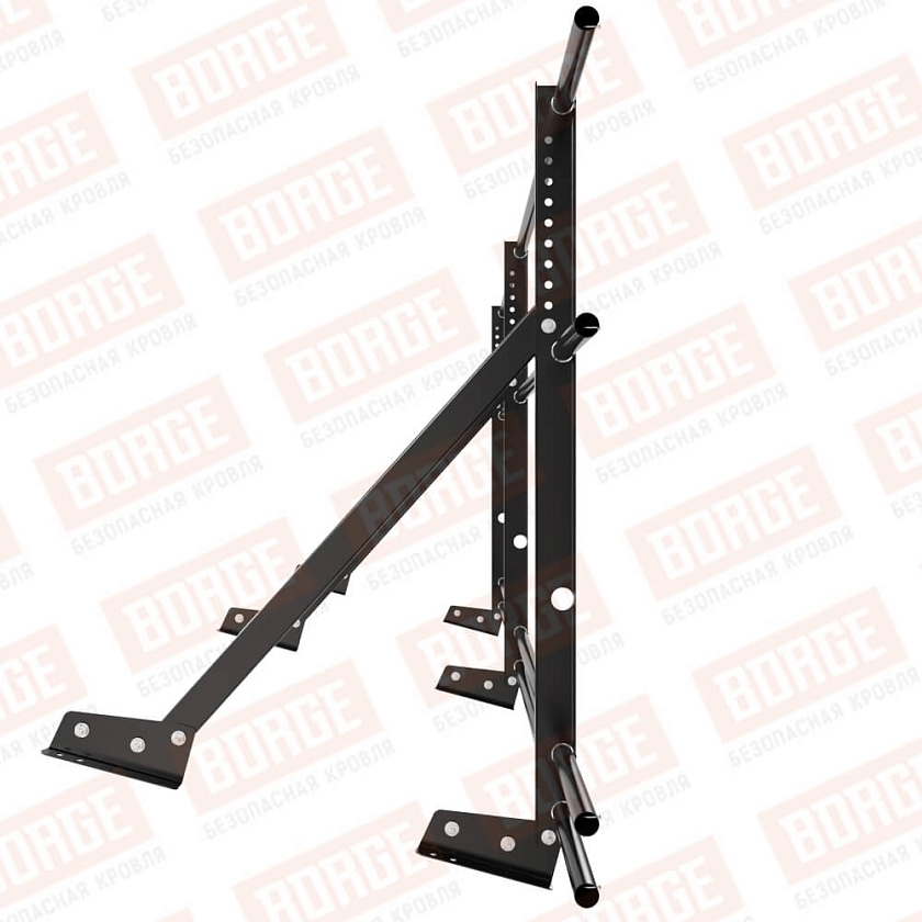 Ограждение кровельное Русский Рубеж H-90см, 3м, для фальцевой кровли, чёрный (RAL 9005), с двумя доп. трубами