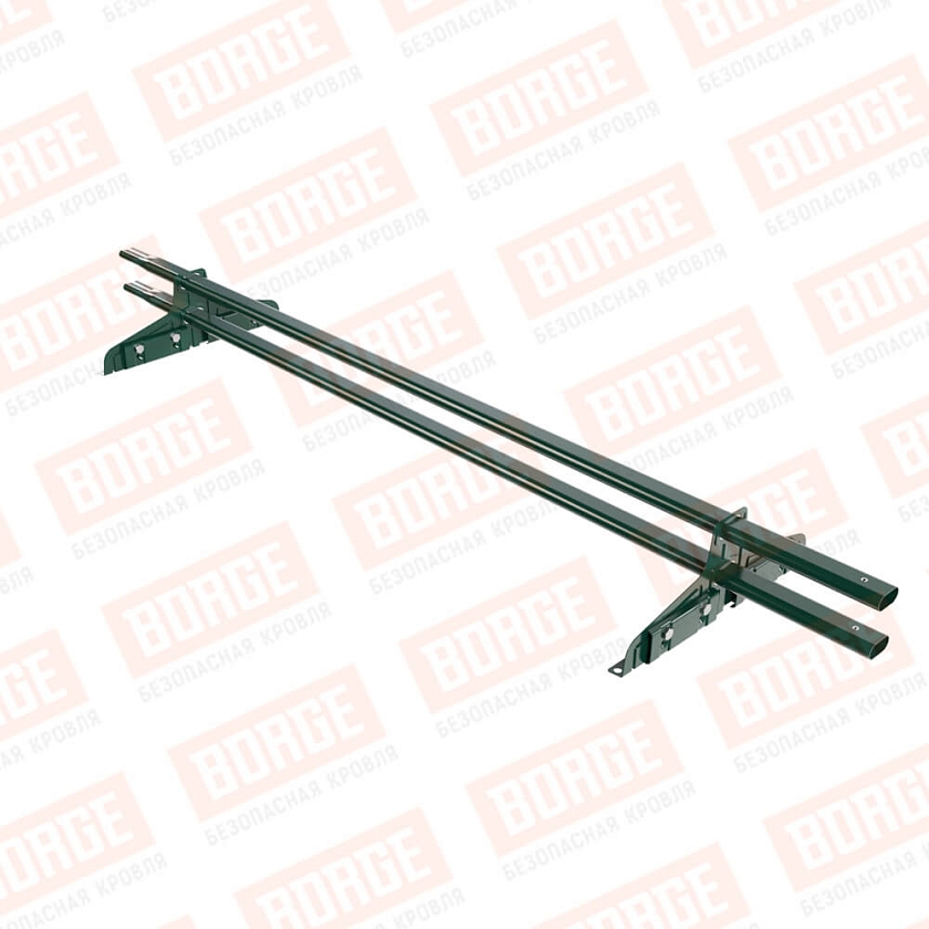 Снегозадержатель трубчатый Русский Рубеж 20х40мм, 1,5м, 2 опоры, для фальц. кровли, зеленый мох (RAL 6005)