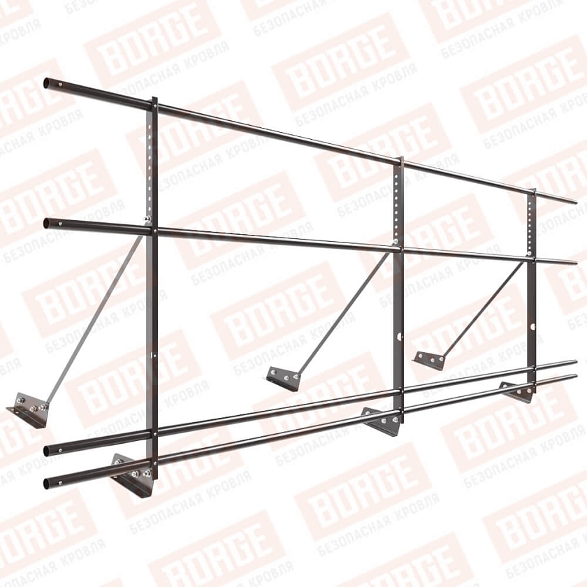 Ограждение декоративное NewLine H-90см, 3м, для фальц. кров., серо-коричневый (RAL 8019), с двумя доп. трубами