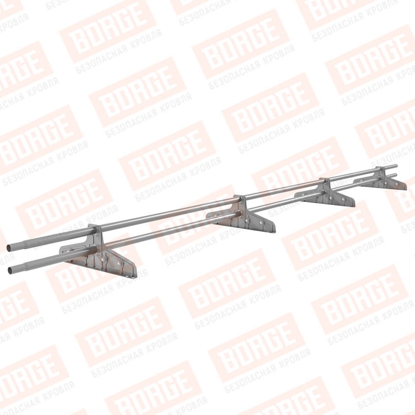 Снегозадержатель трубчатый Русский Рубеж D-25мм, 3м, 4 опоры, для фальц. кровли, сигнально-серый (RAL 7004)