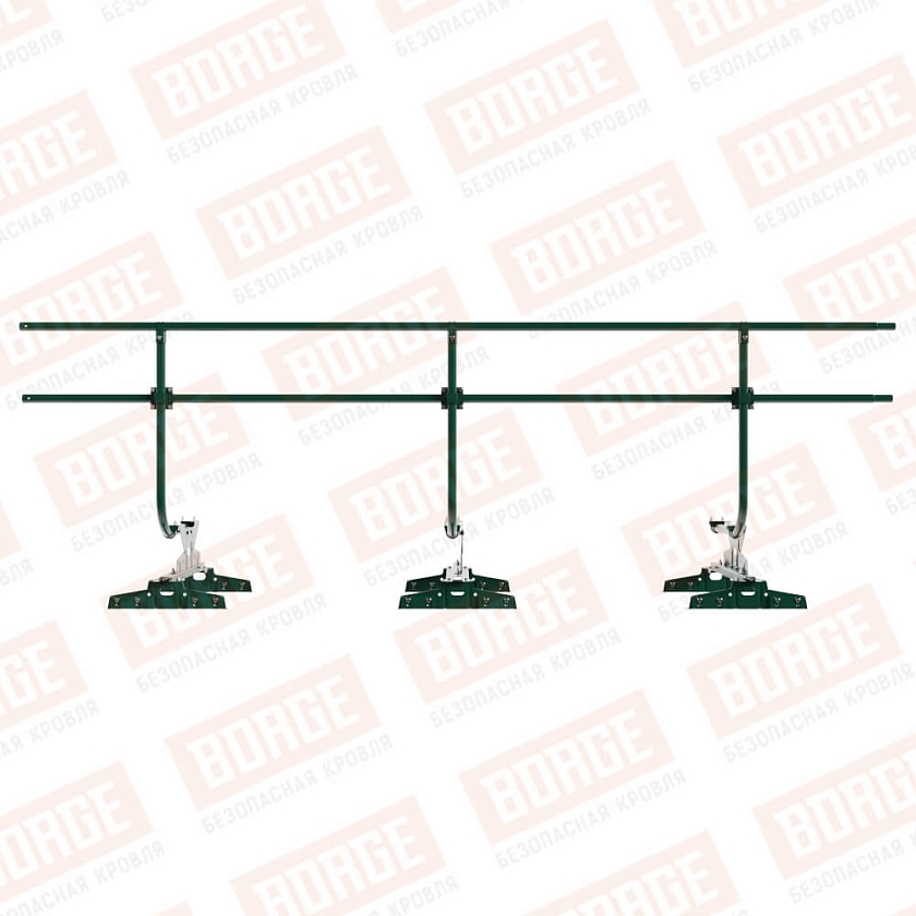 Ограждение кровельное BORGE H-90см, 3м, для параллельного фальца, зеленый мох (RAL 6005)