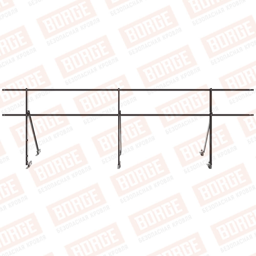 Ограждение кровельное Русский Рубеж H-90см, 3м, для фальцевой кровли, серо-коричневый (RAL 8019)