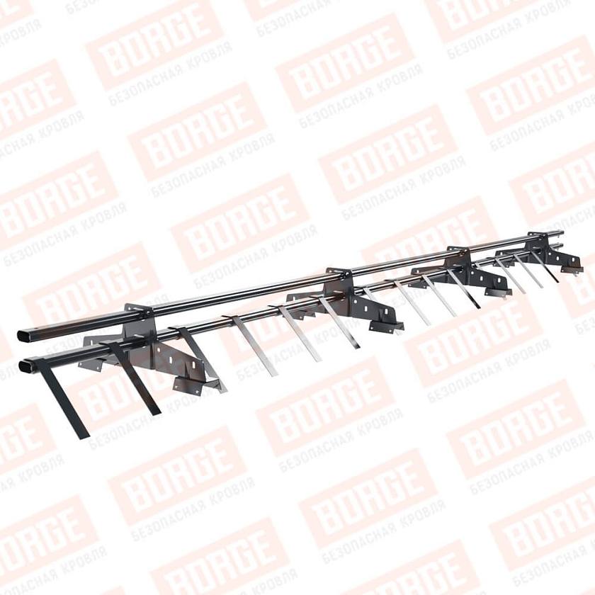 Снегозадержатель трубчатый BORGE 3м, 4 опоры, для профнастила Н-60, Н-75, антрацитово-серый (RAL 7016)