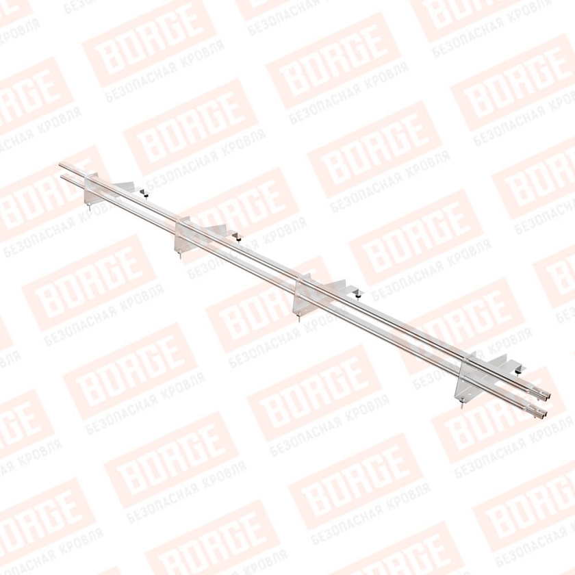 Снегозадержатель трубчатый BORGE 3м, 4 опоры, для МЧ с высокой ступенькой, цинк, 350мм