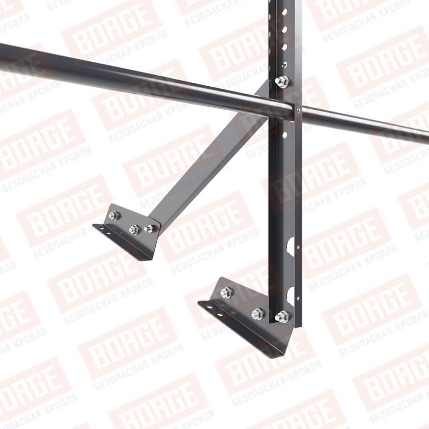 Ограждение кровельное Русский Рубеж H-60см, 3м, для фальцевой кровли, серый графит (RAL 7024)