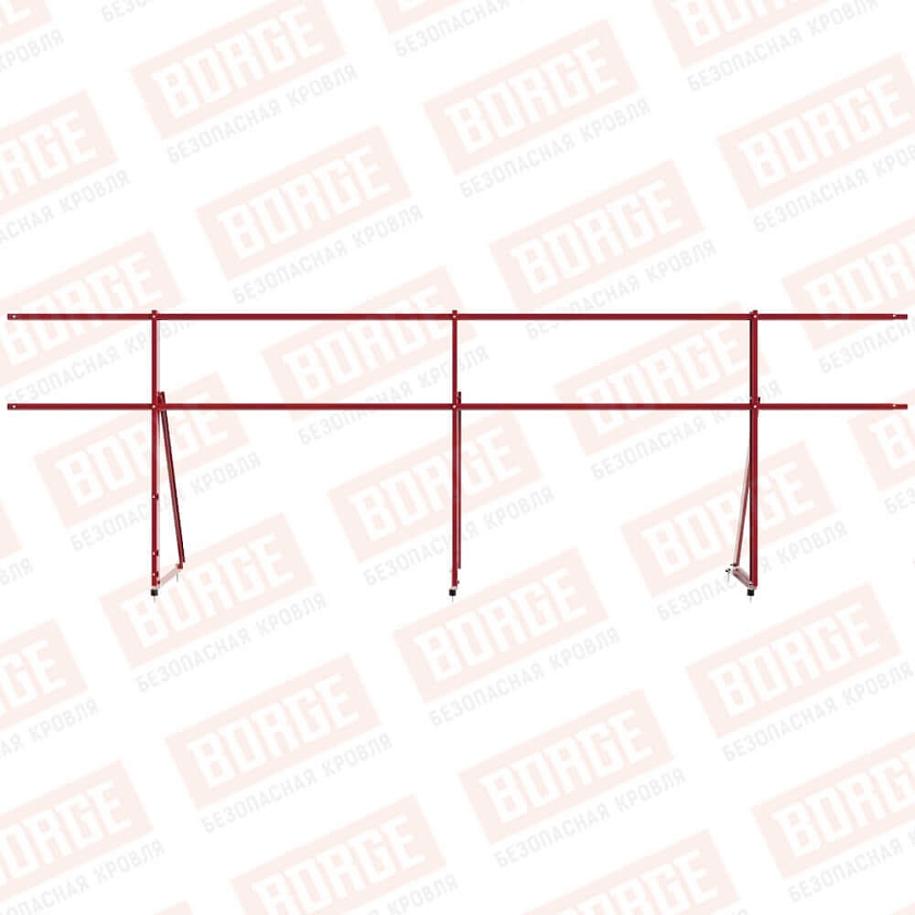 Ограждение кровельное Русский Рубеж H-90см, 3м, рубиново-красный (RAL 3003)