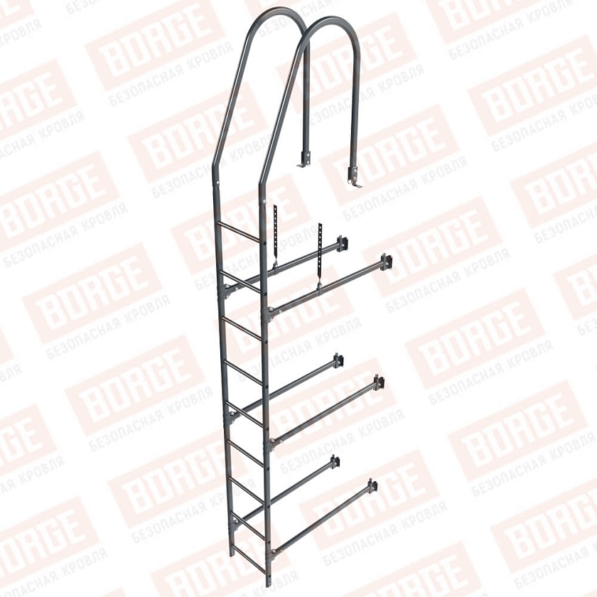 Комплект лестница фасадная BORGE (верхняя секция), 2,7м, антрацитово-серый (RAL 7016)