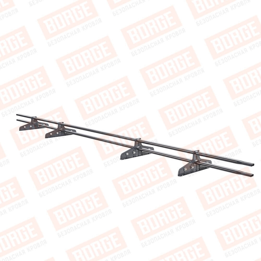 Снегозадержатель трубчатый Русский Рубеж 20х40мм, 3м, 4 опоры, для фальц. кровли, серый графит (RAL 7024)