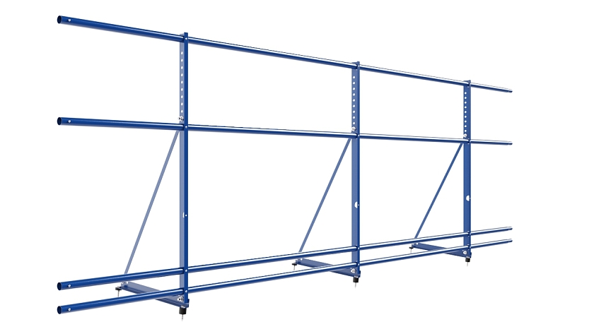 Ограждение кровельное NewLine H-90см, 3м, сигнально-синий (RAL 5005), с двумя доп. трубами