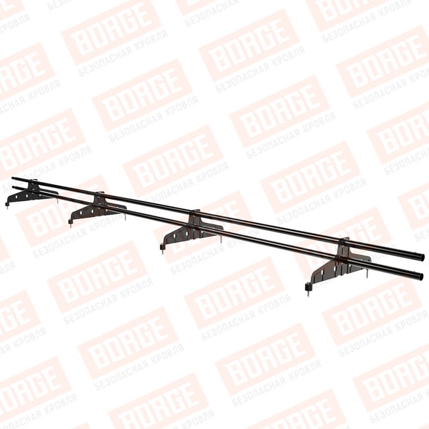 Снегозадержатель трубчатый Русский Рубеж D-25мм, 3м, 4 опоры, чёрный (RAL 9005)