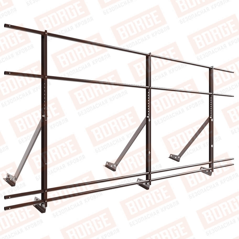 Ограждение кровельное Русский Рубеж H-120см, 3м, для фальцевой кровли, окрашенный (NL-807), с двумя доп. трубами