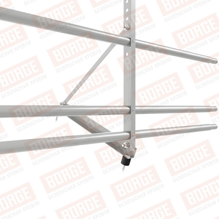 Ограждение декоративное NewLine H-60см, 3м, бело-алюминиевый (RAL 9006), с двумя доп. трубами