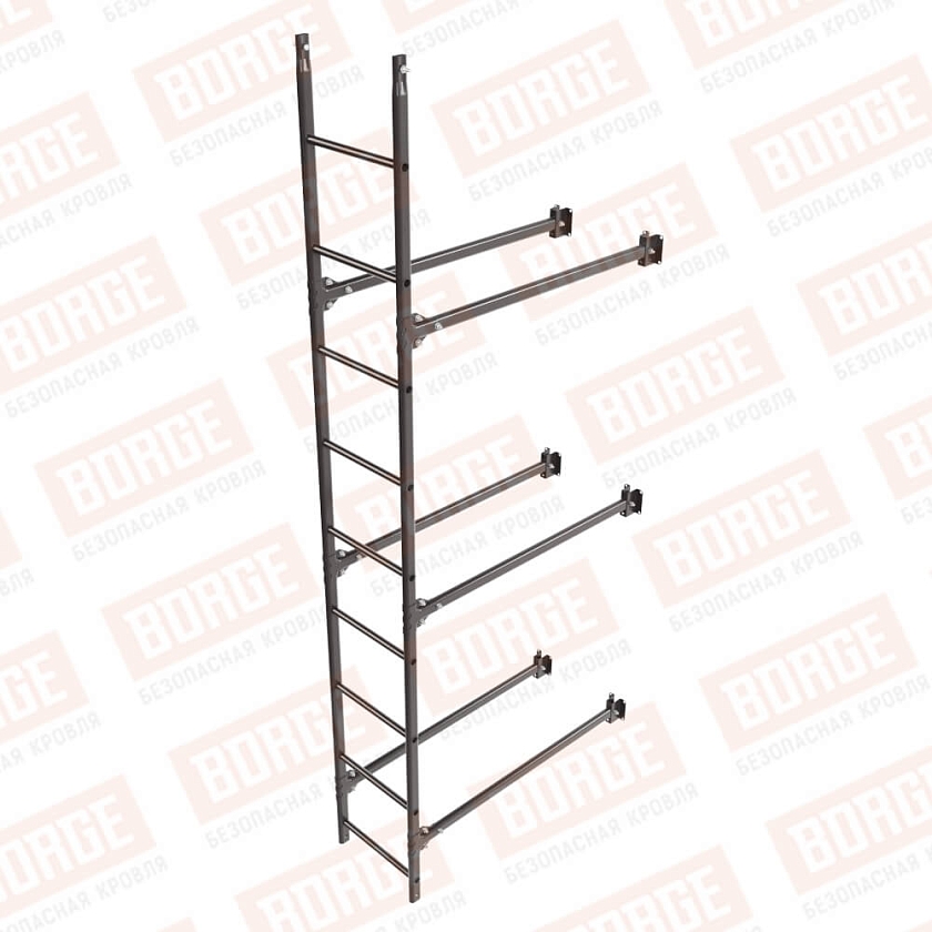 Комплект лестница фасадная BORGE (нижняя секция), 2,7м, серо-коричневый (RR 32)