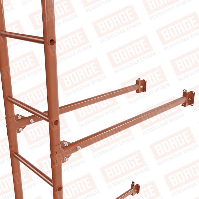 Комплект лестница фасадная BORGE (нижняя секция), 2,7м, терракотовый (RAL 8004)