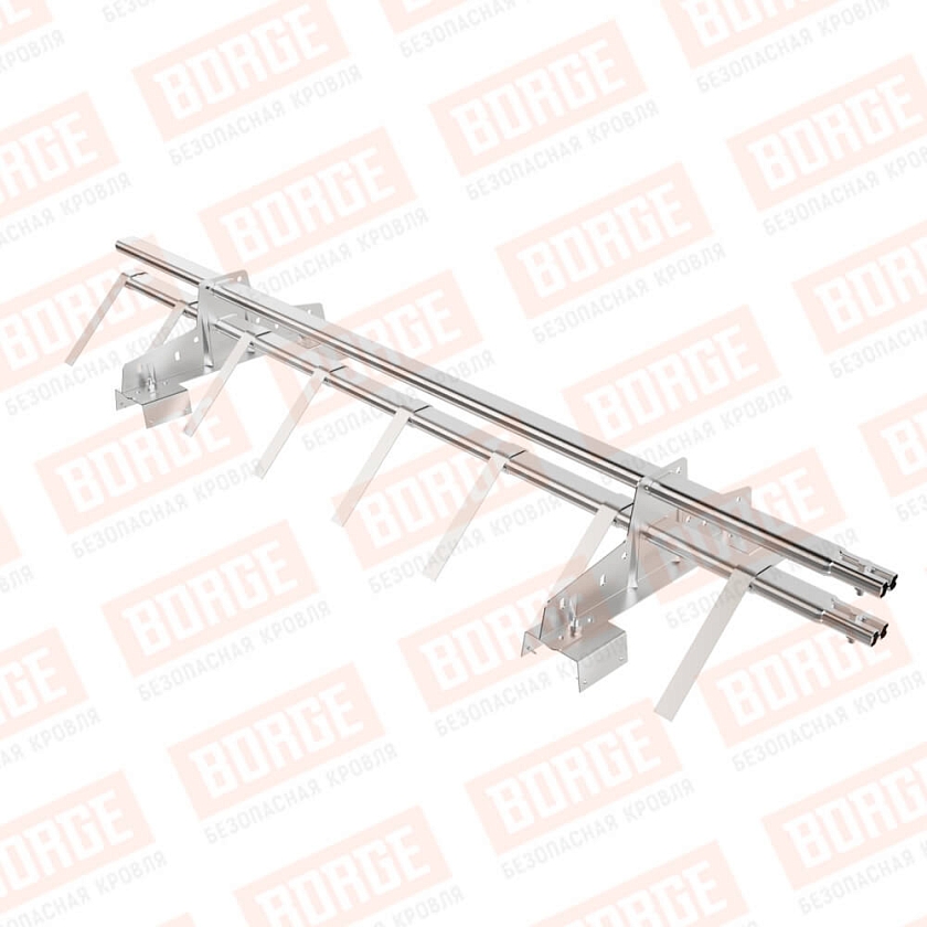 Снегозадержатель трубчатый BORGE 1,5м, 2 опоры, для профнастила Н-114, цинк