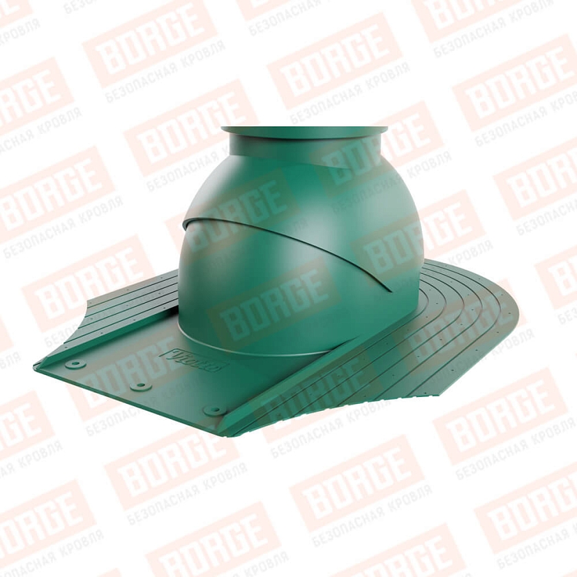 Выход вентиляции канализации Viotto, для мягкой кровли при монтаже, зеленый мох (RAL 6005)