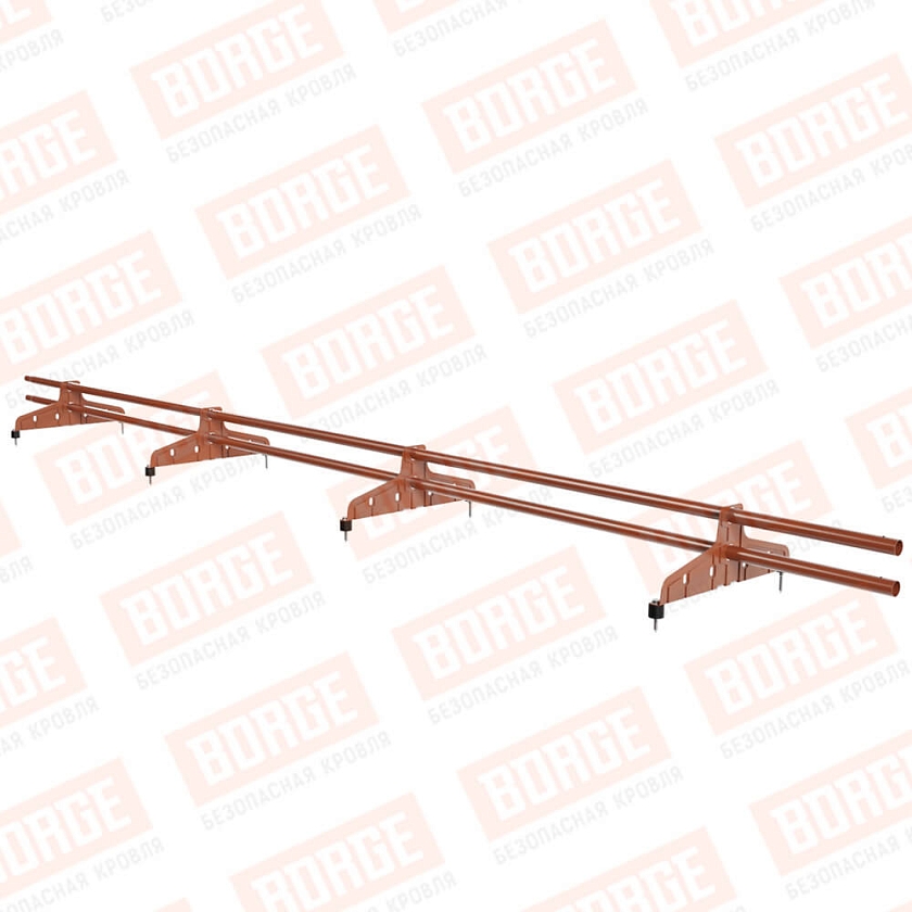 Снегозадержатель трубчатый Русский Рубеж D-25мм, 3м, 4 опоры, терракотовый (RAL 8004)