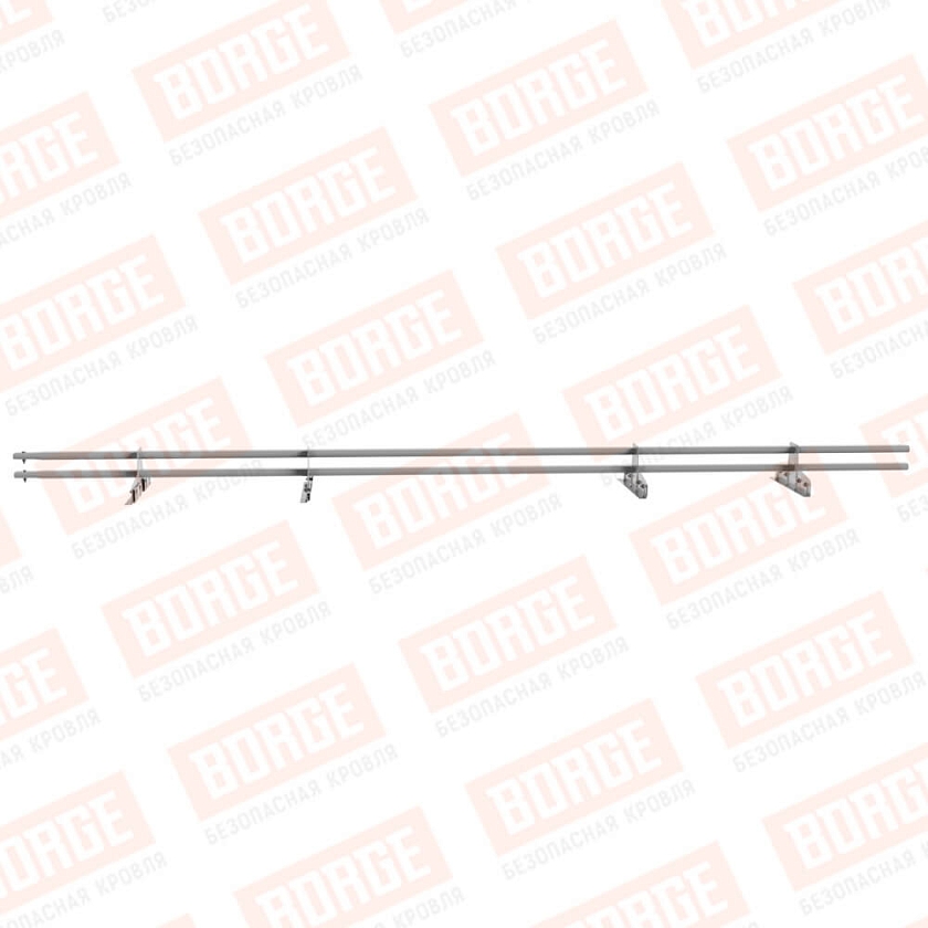 Снегозадержатель трубчатый Русский Рубеж 25х45мм, 3м, 4 опоры, для фальц. кровли, сигнально-серый (RAL 7004)