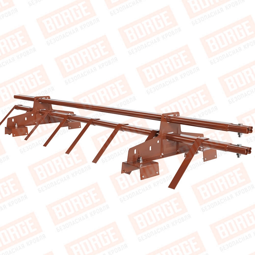 Снегозадержатель трубчатый BORGE 1,5м, 2 опоры, для профнастила Н-114, терракотовый (RAL 8004)