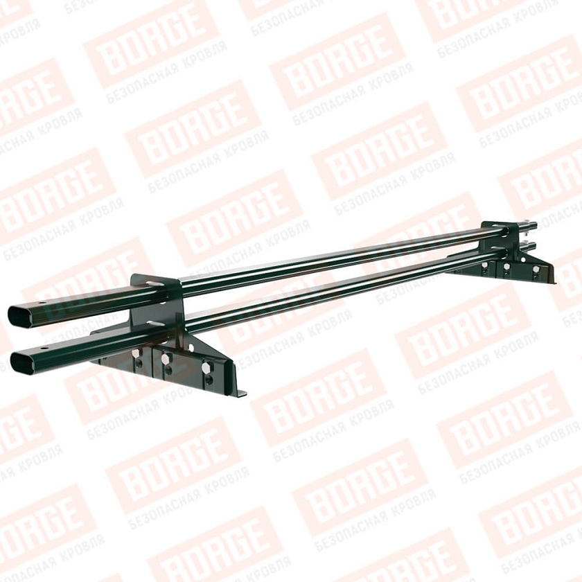 Снегозадержатель трубчатый BORGE 1,5м, 2 опоры, для фальцевой кровли, зеленый мох (RAL 6005)