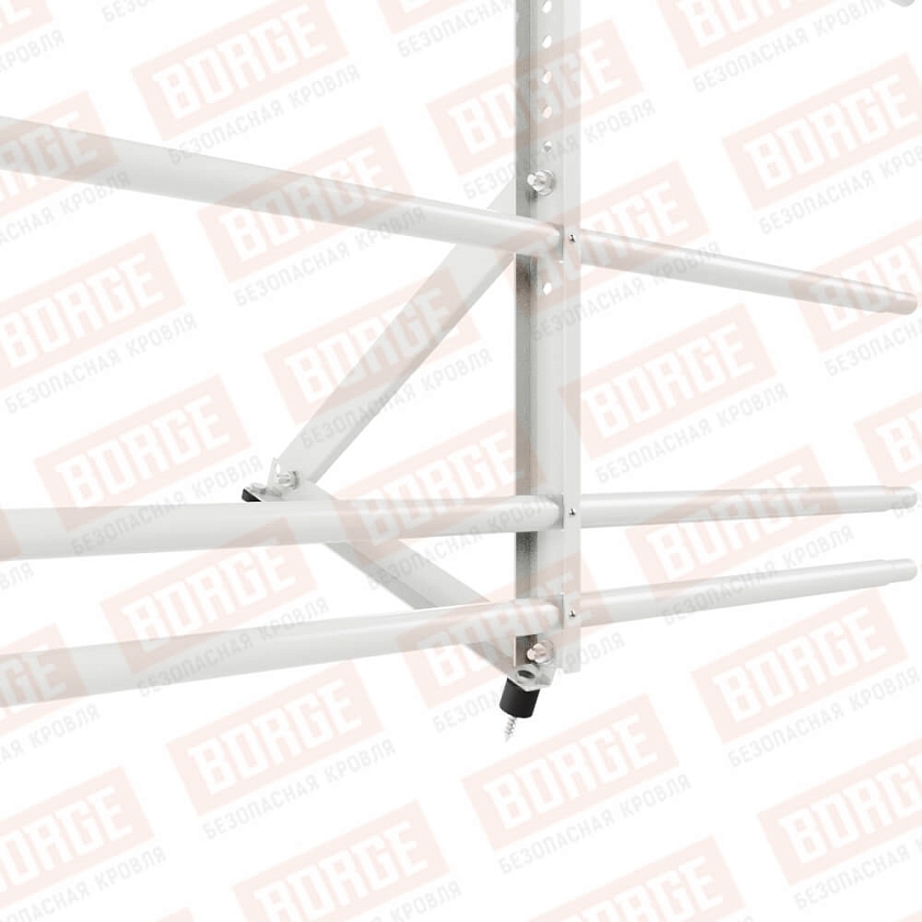 Ограждение кровельное Русский Рубеж H-60см, 3м, сигнально-белый (RAL 9003), с двумя доп. трубами