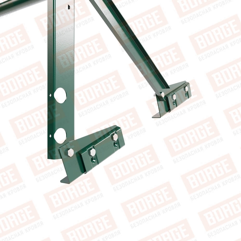 Ограждение кровельное Русский Рубеж H-60см, 3м, для фальцевой кровли, зеленый мох (RAL 6005)